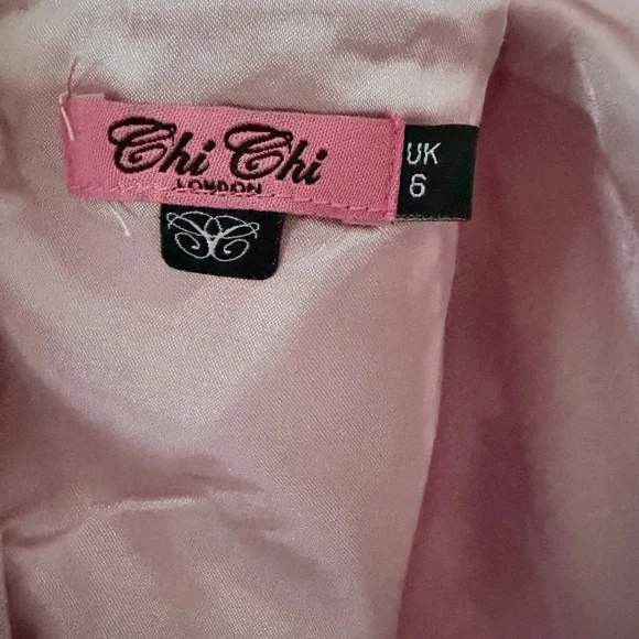 Chi Chi London Blush Pink Crochet Lace Midi Dress size 2 - Picture 6 of 9